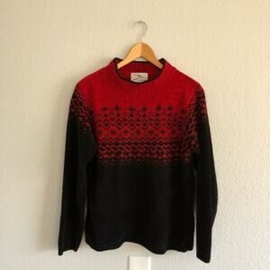 90s Vintage Chenille Red & Black Mock Neck Sweater